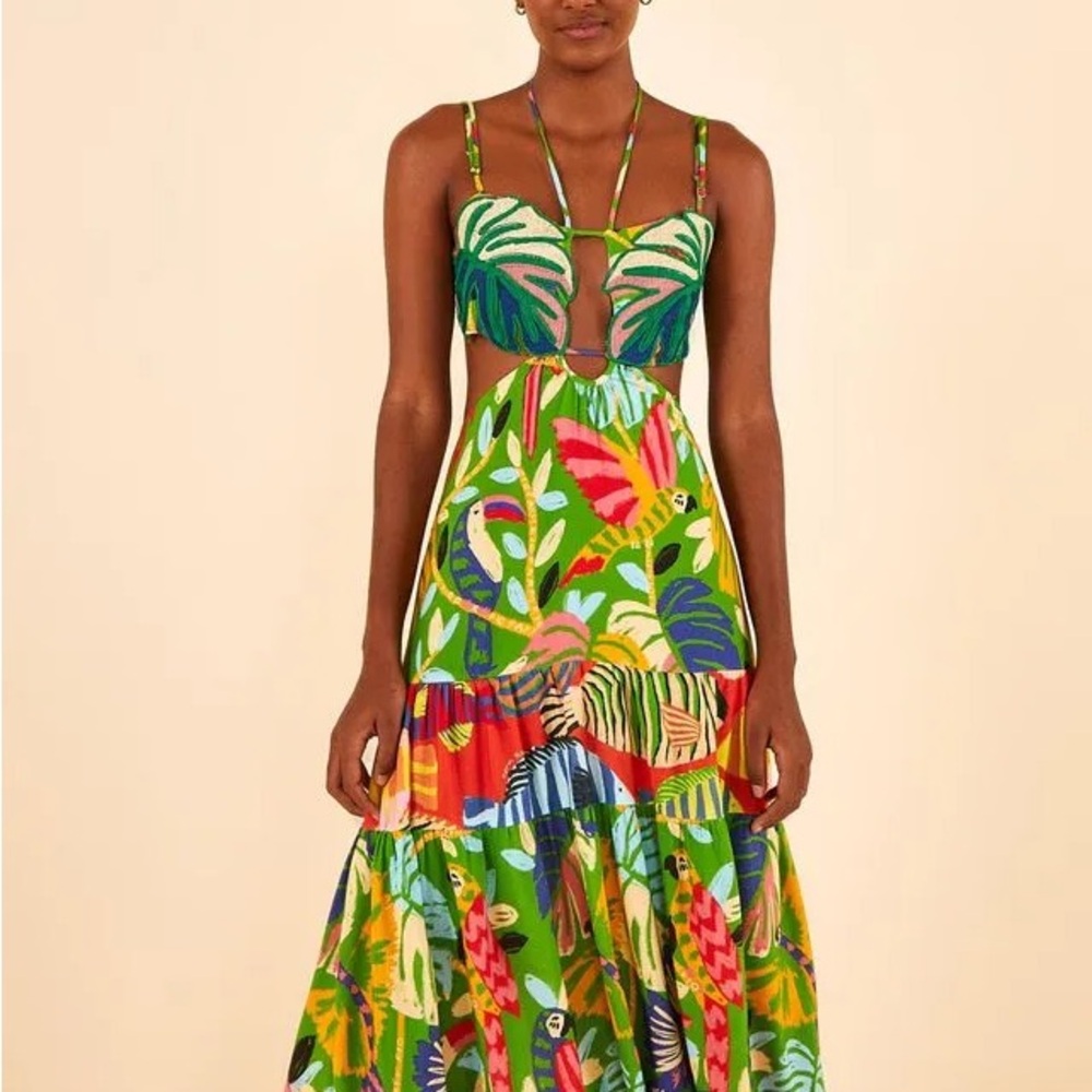Farm Rio Monstera Cut-out Maxi Dress